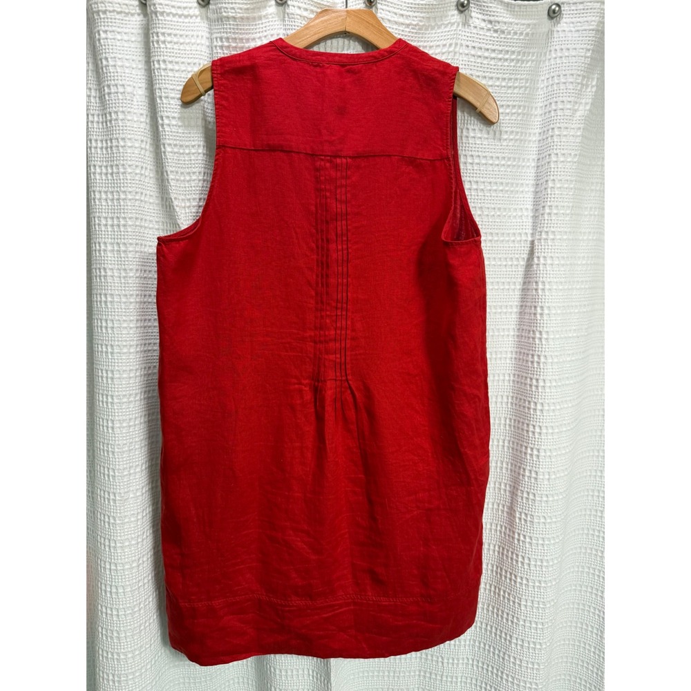 Quince NEW Swing Dress Chili Red 100% European Linen Pintuck summer resort XL - Picture 7 of 10